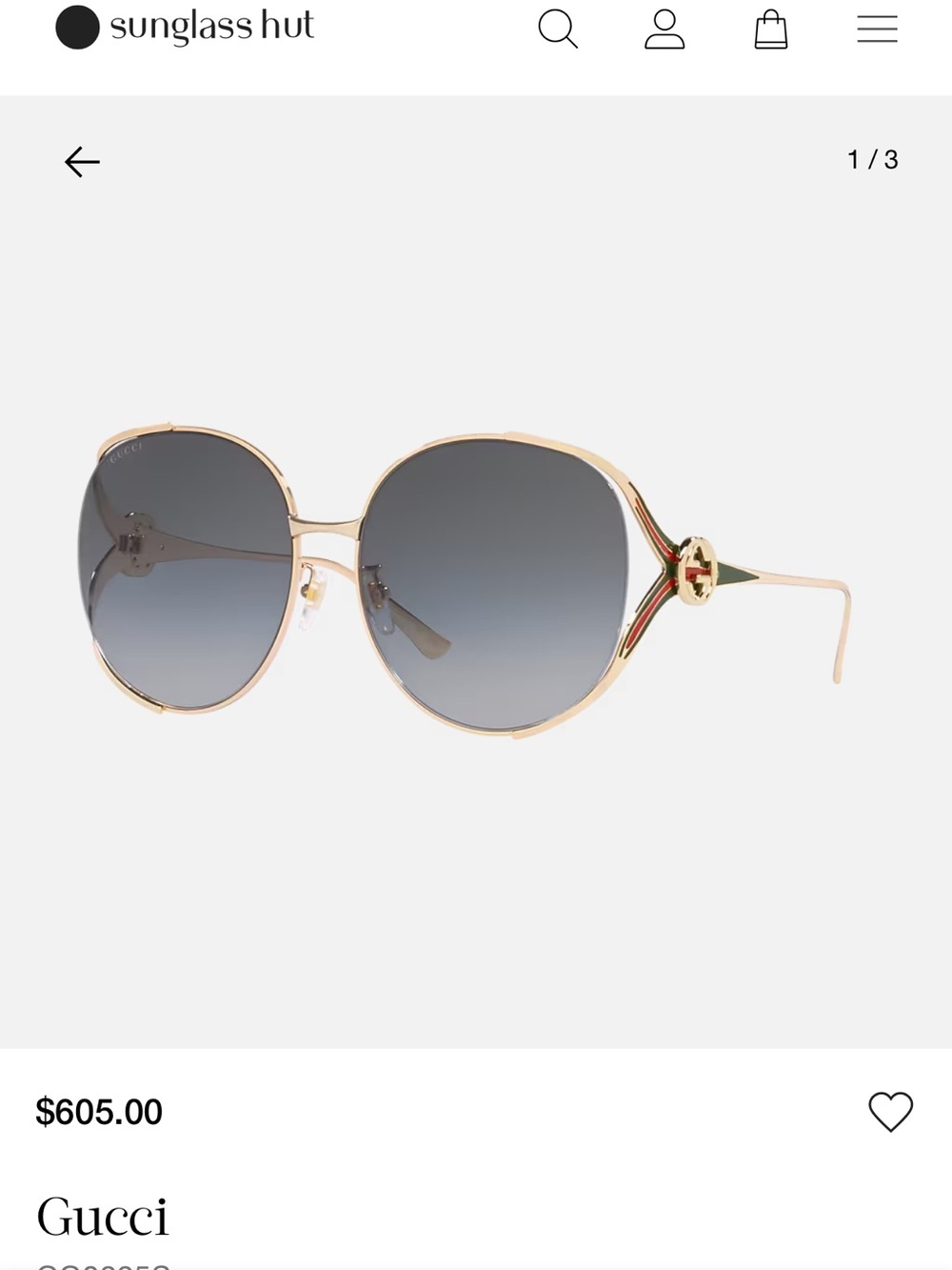 Gucci Sunglasses GG0225S. Gold frame with green and red GG detail - Picture 2 of 11